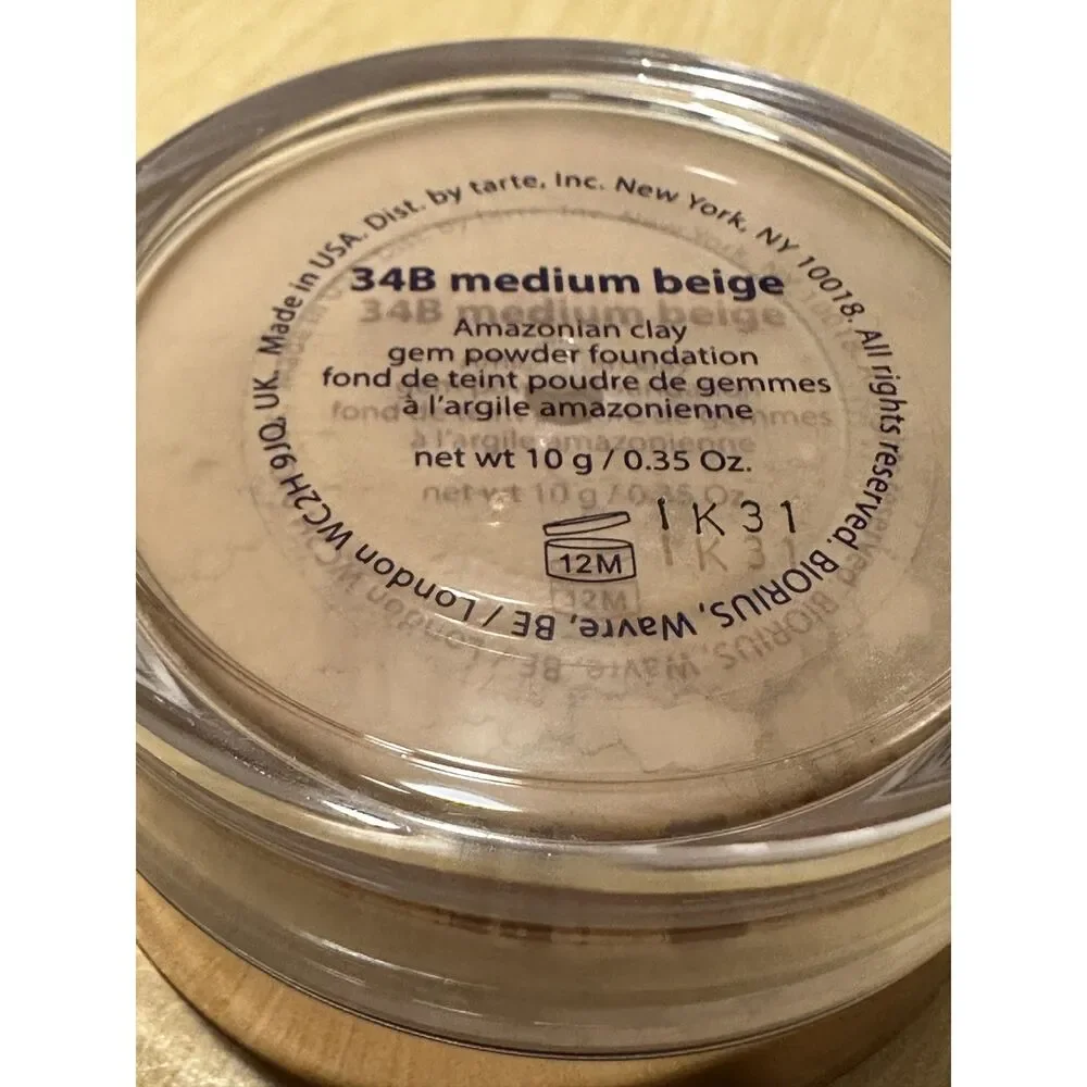 Tarte Amazonian Clay Gem Powder Foundation 34B Medium Beige 0.35 oz NIB NWT